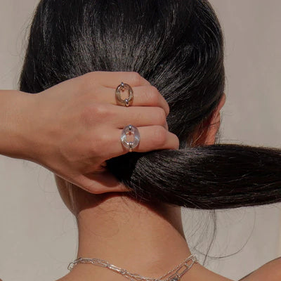 In The Loop Ring - Sterling Silver, Clear Air on model