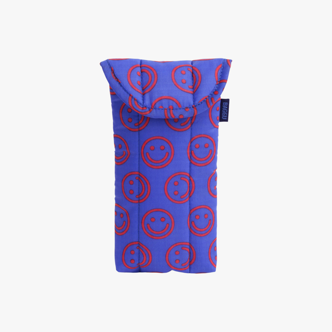 Puffy Glasses Sleeve - Mini Cobalt Happy