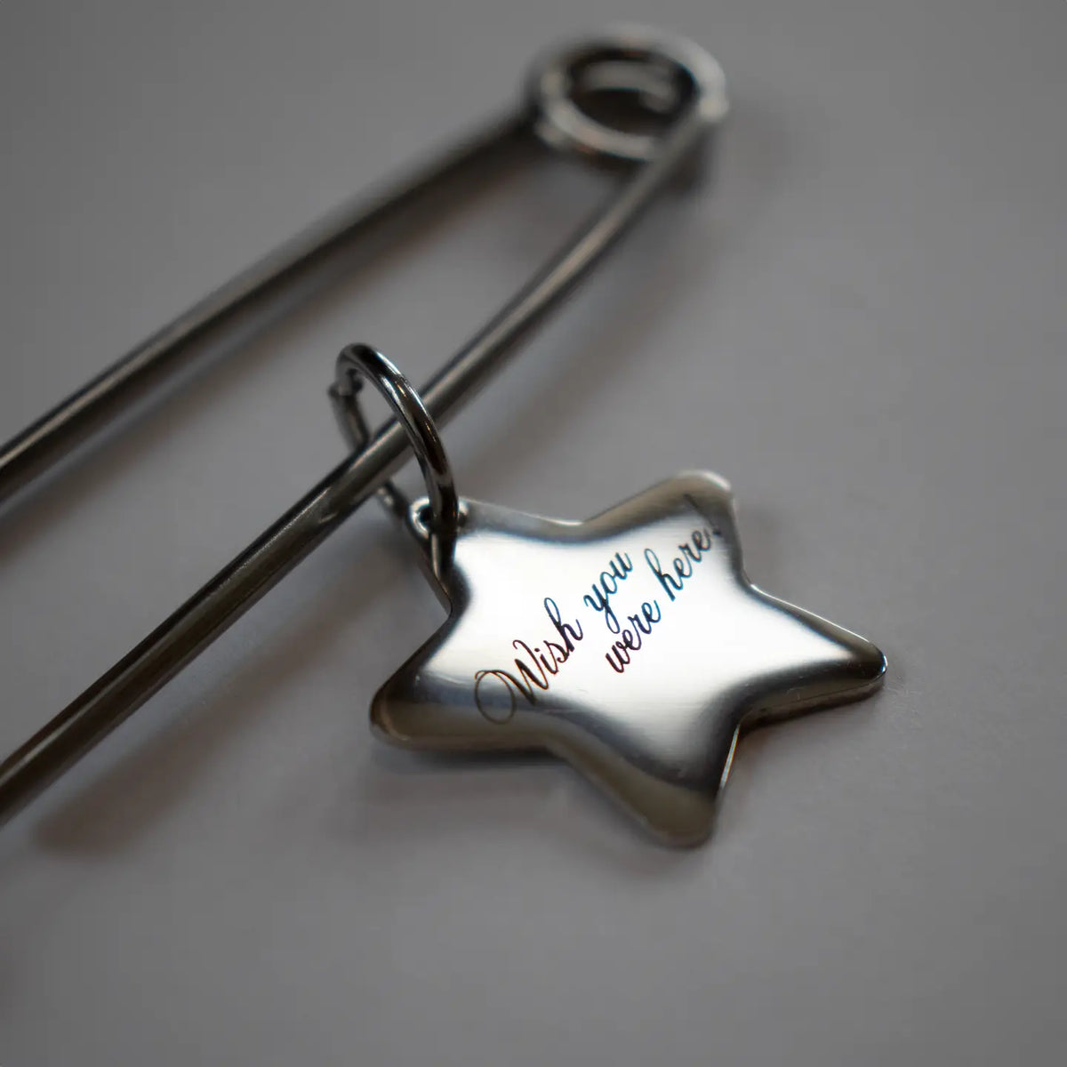 Oversized Safety Pin Keychain with Star Charm