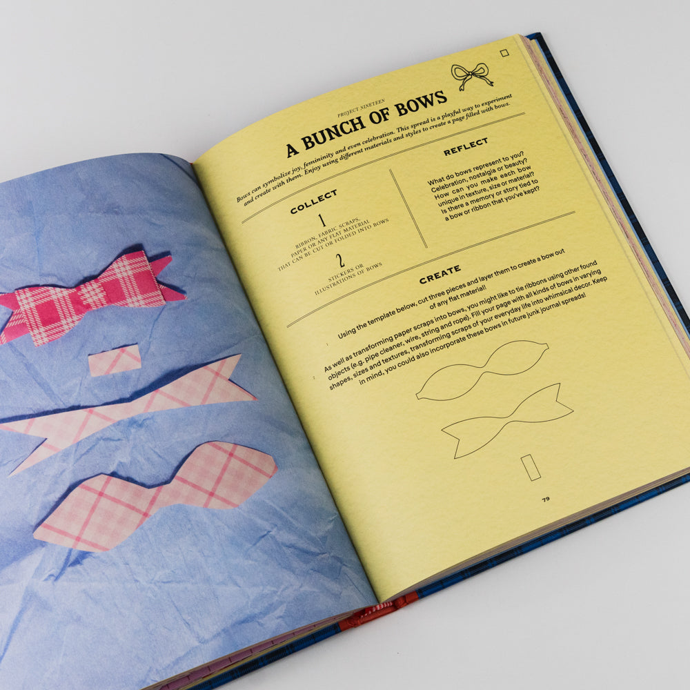 Open book with illustrations of bow ties and text on a white background