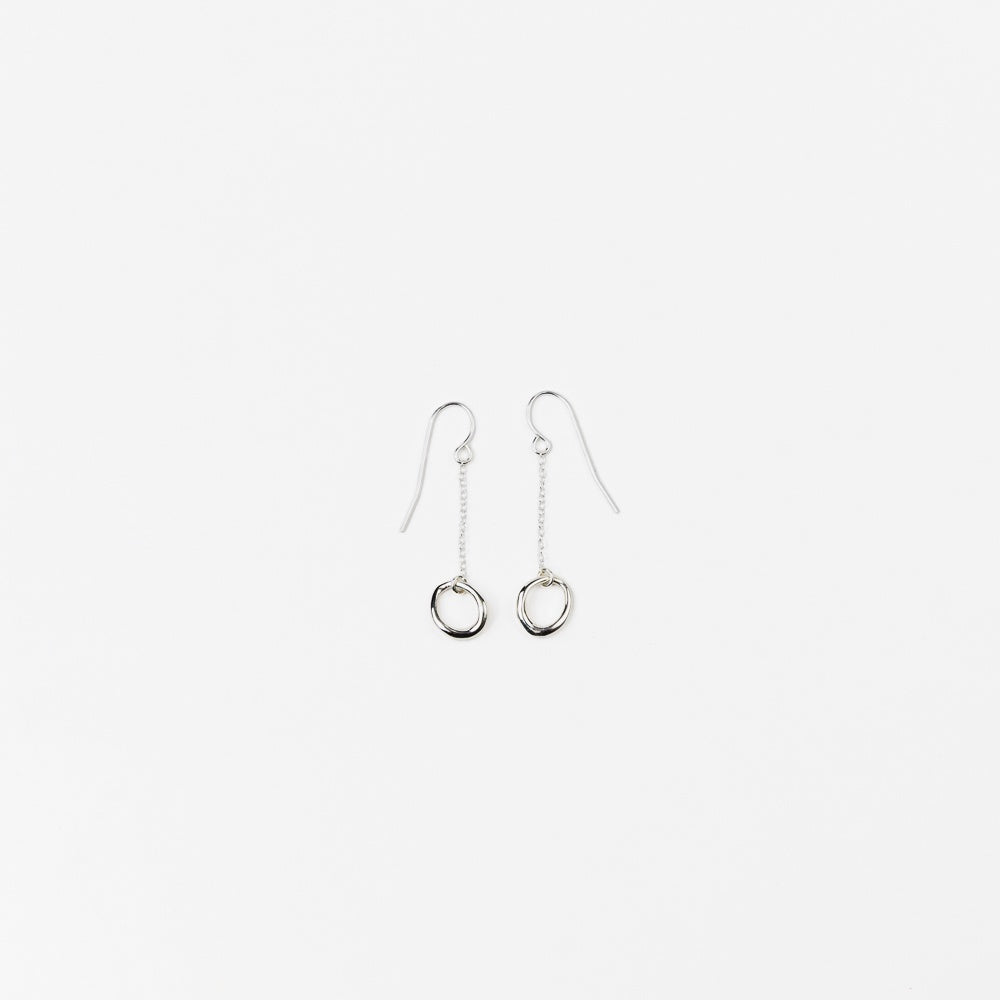 Silver Small Open Teardrop Chain Earrings
