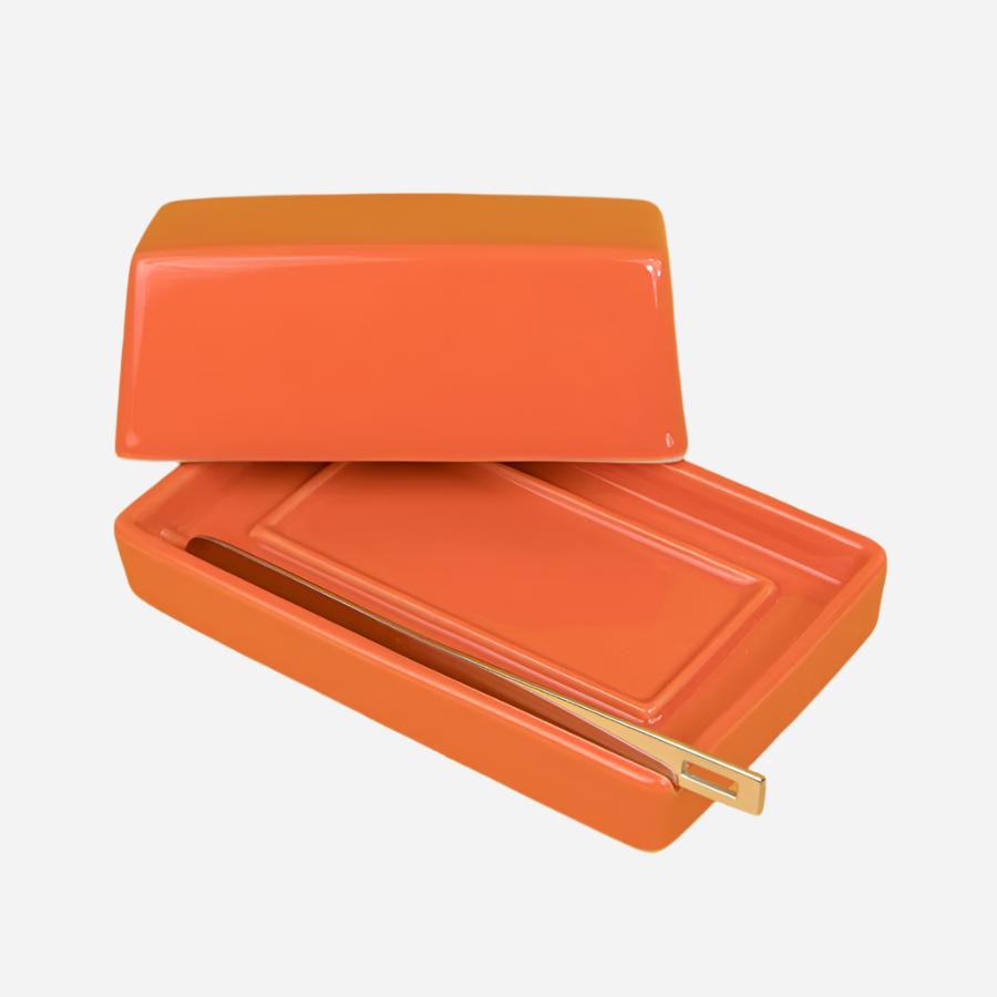 Butter Dish with Stainless Steel Knife - Carrot